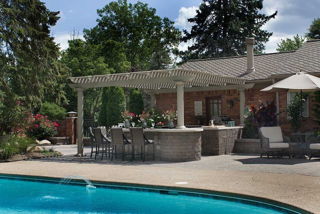 outdoor living pergola and pool