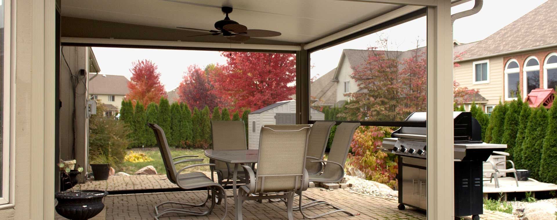 patio with seating