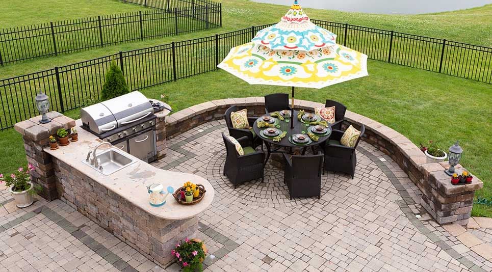 backyard patio seating umbrella