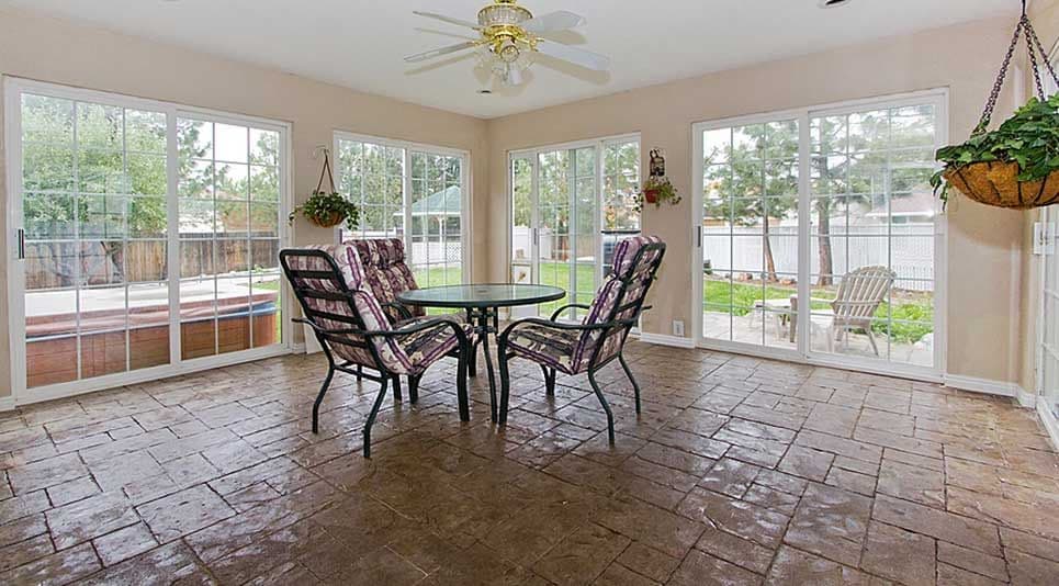 closed patio with seating