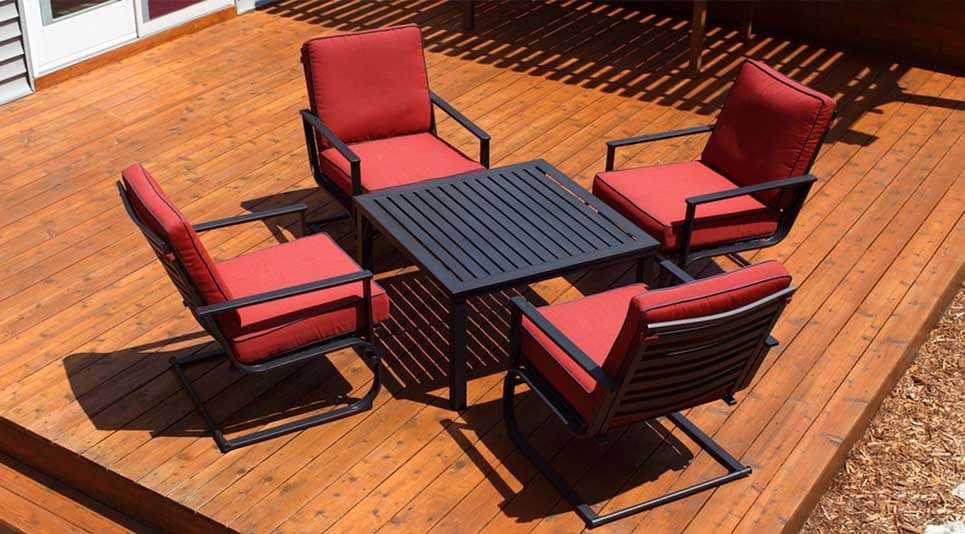 red patio seating
